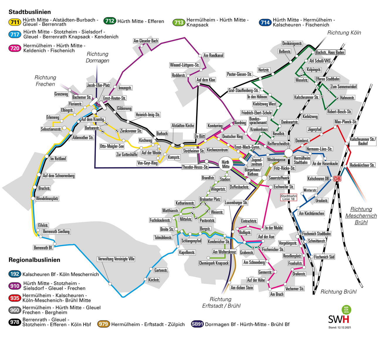 Liniennetzplan von Hürth