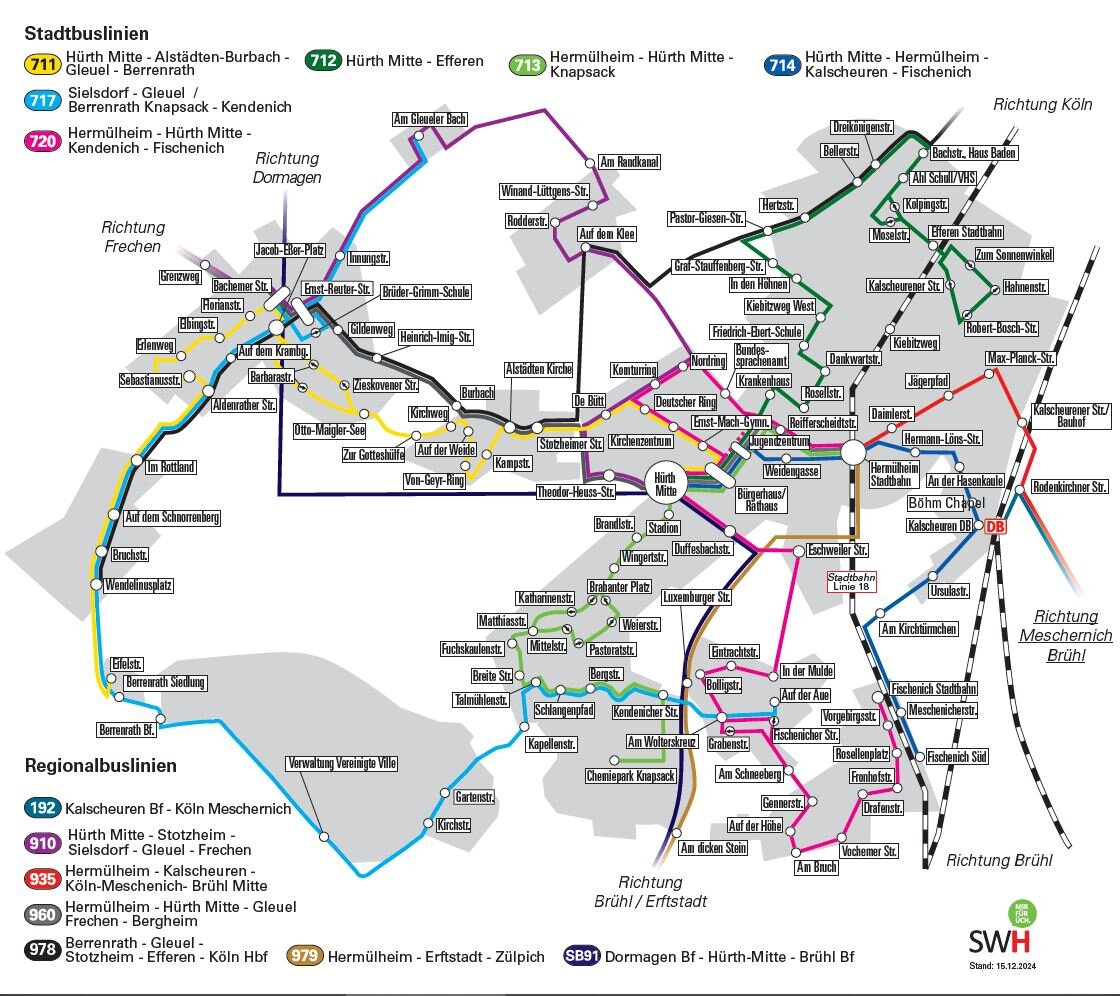 Liniennetzplan von Hürth