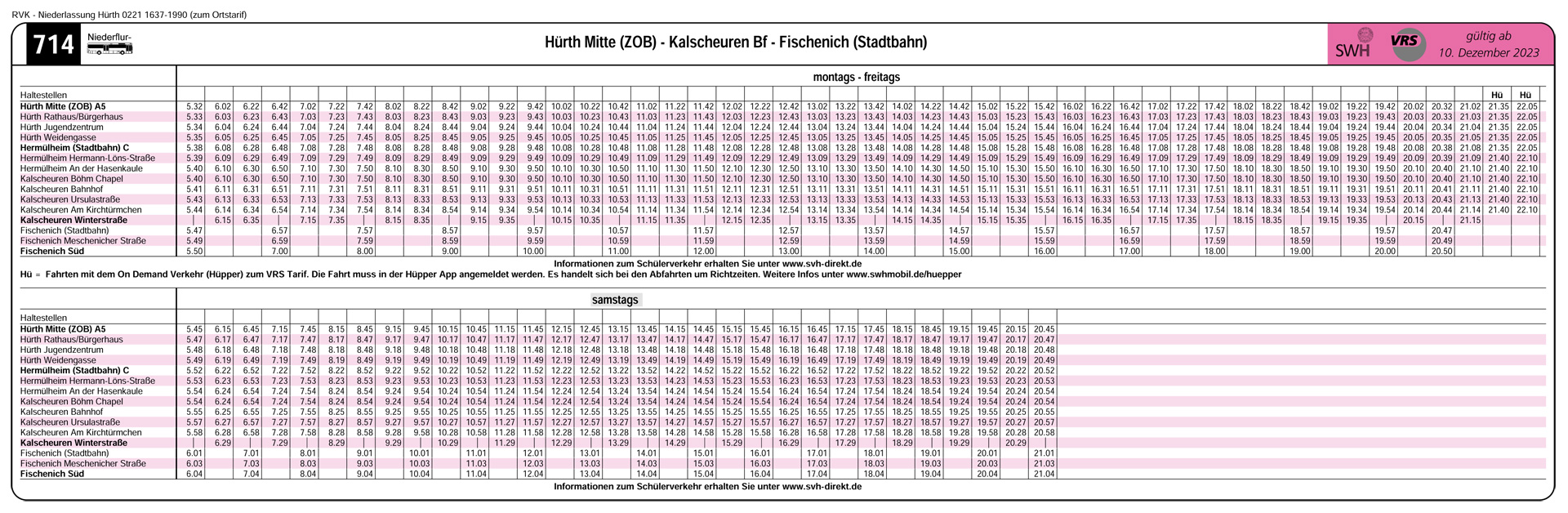 Fahrpläne Stadtverkehr Hürth